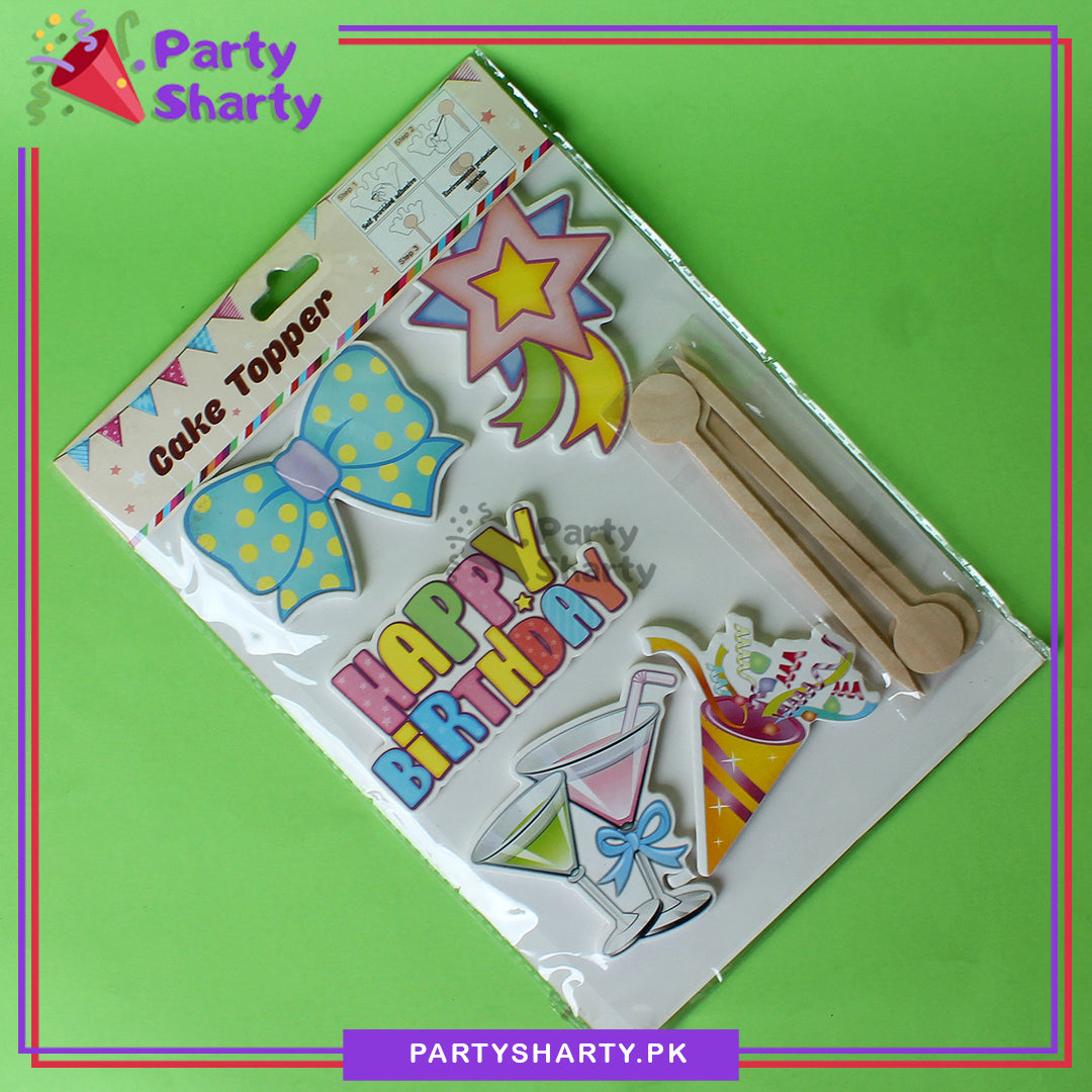 Happy Birthday Foamic Cake Topper Set For Birthday Party and Decoration