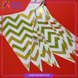 Golden Zigzag Pattern Party Flag Bunting for Party Decoration and Celebration