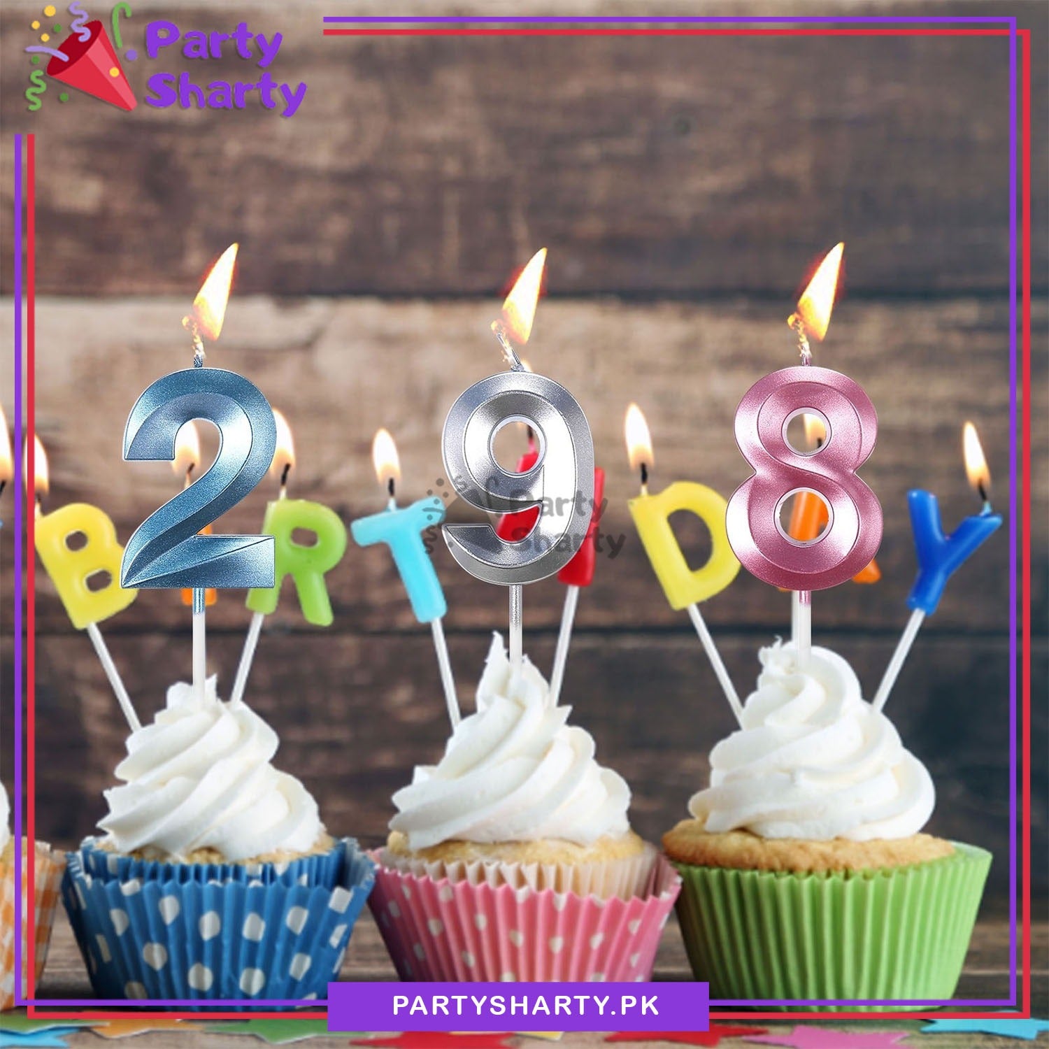 3D Number Candles Pink For Birthday, Anniversary Cake Decoration and Celebration