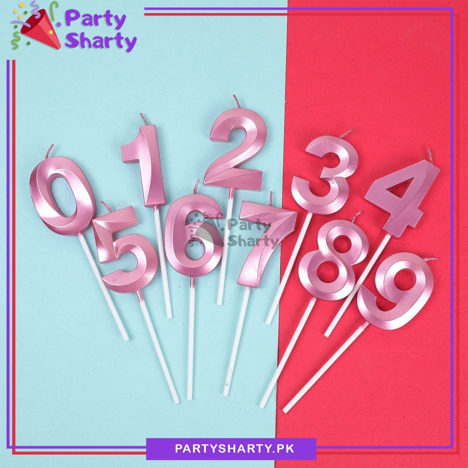 3D Number Candles Pink For Birthday, Anniversary Cake Decoration and Celebration