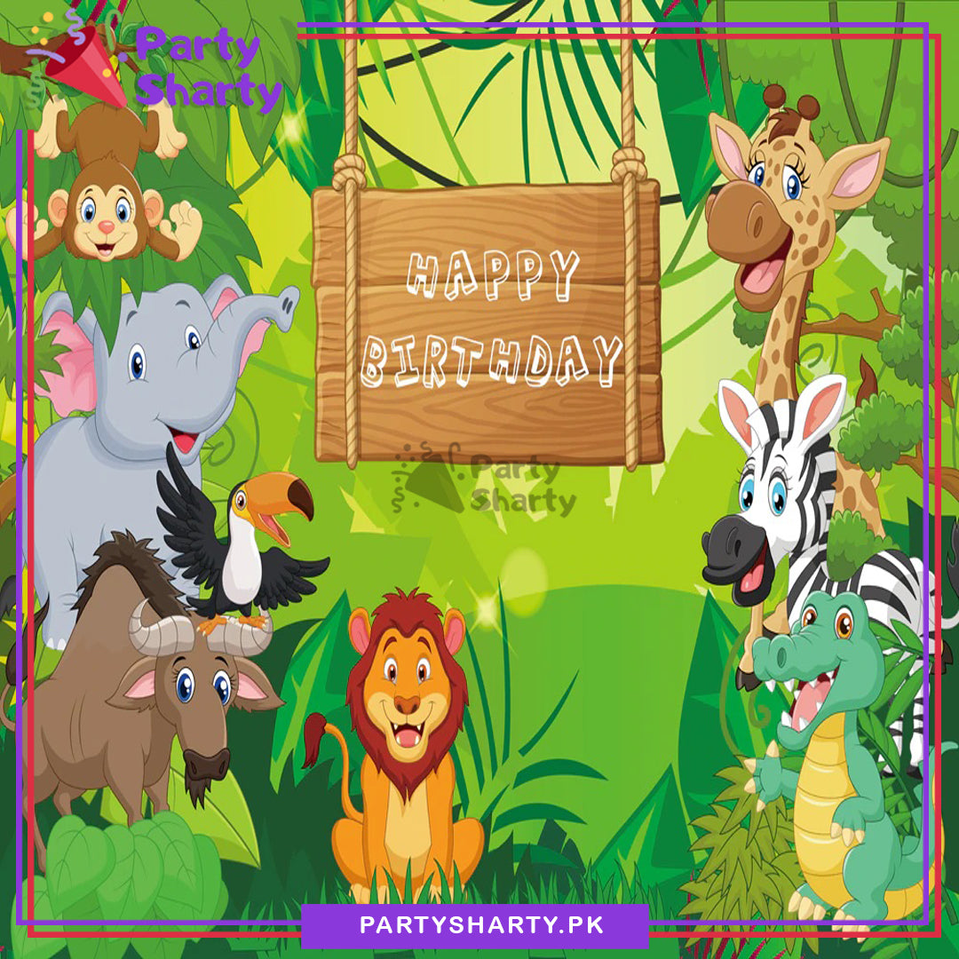 D-2 Jungle/Safari Theme backdrop For Jungle/Safar Theme Theme Birthday Decoration and Celebration