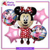 Minnie Mouse Cartoon Foil Balloon Set - 5 Pieces For Birthday Party