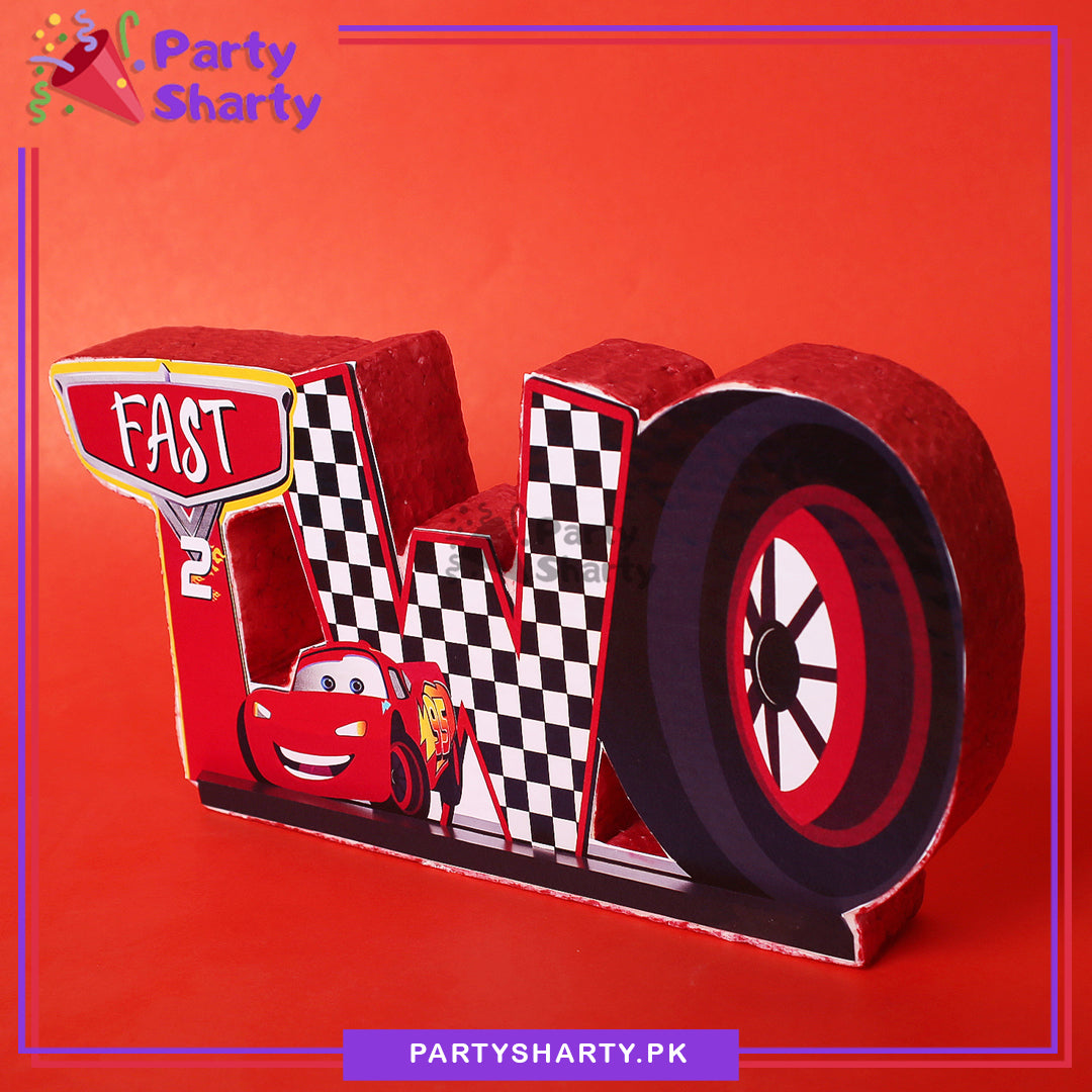 TWO Thermocol Standee For Lightning McQueen Cars Theme Based Second Birthday Decoration