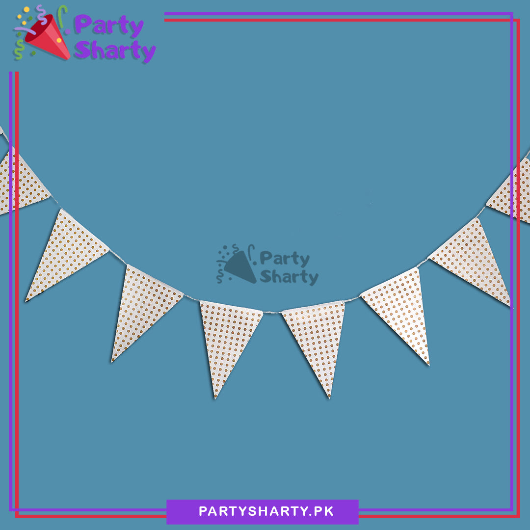 Golden Polka Dots Pattern Party Flag Bunting for Party Decoration and Celebration