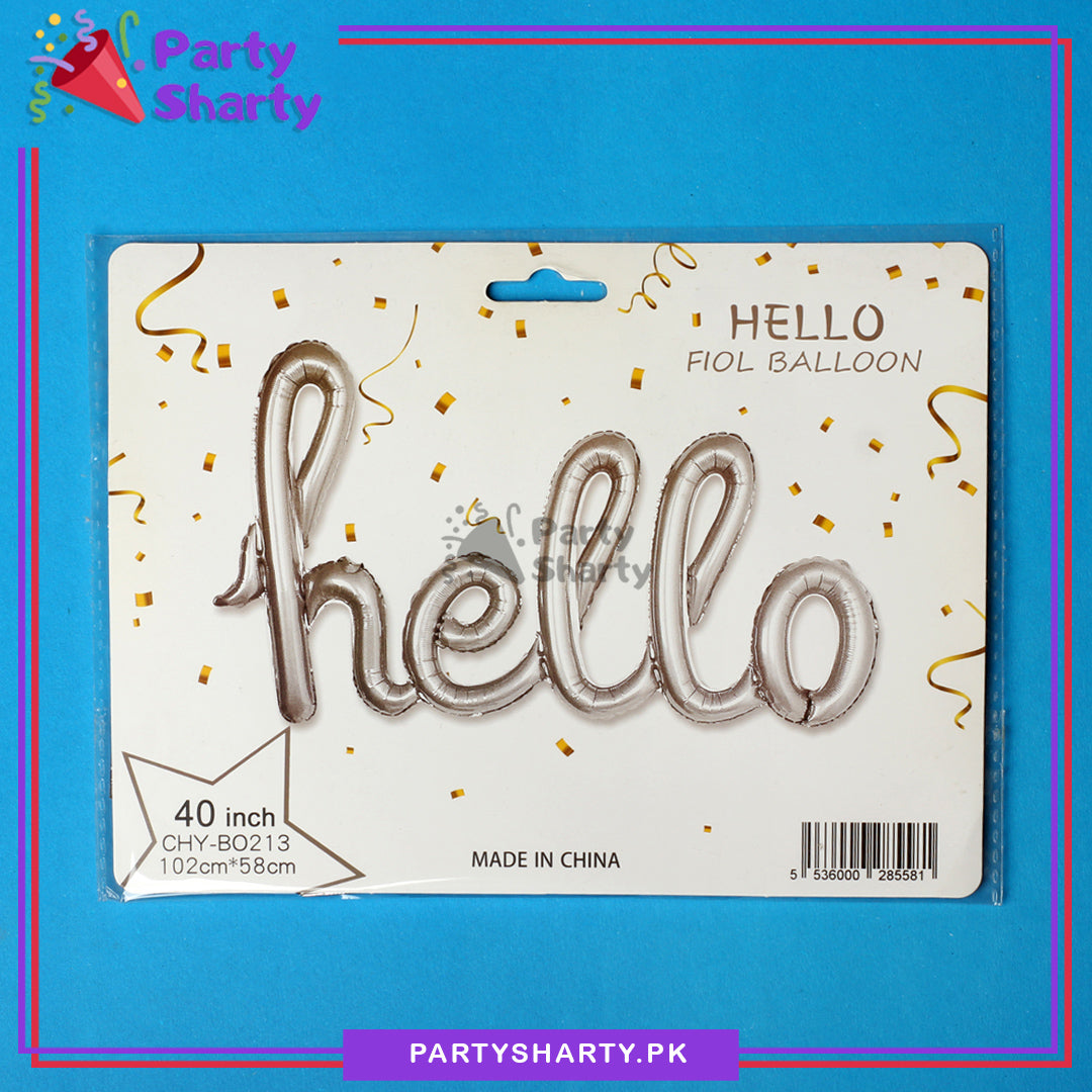 Hello Scripted Foil Balloons Banner for Party Celebration and Decoration