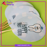 Happy First Tooth Cup Cake Topper For First Tooth Theme Party Decoration and Celebration