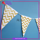 Golden Zigzag Pattern Party Flag Bunting for Party Decoration and Celebration