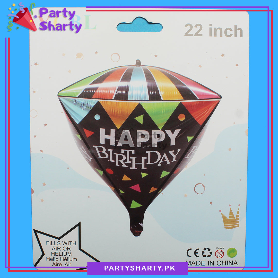 Diamond Shaped Happy Birthday Printed Orbz Balloon For Birthday Decoration and Celebrations