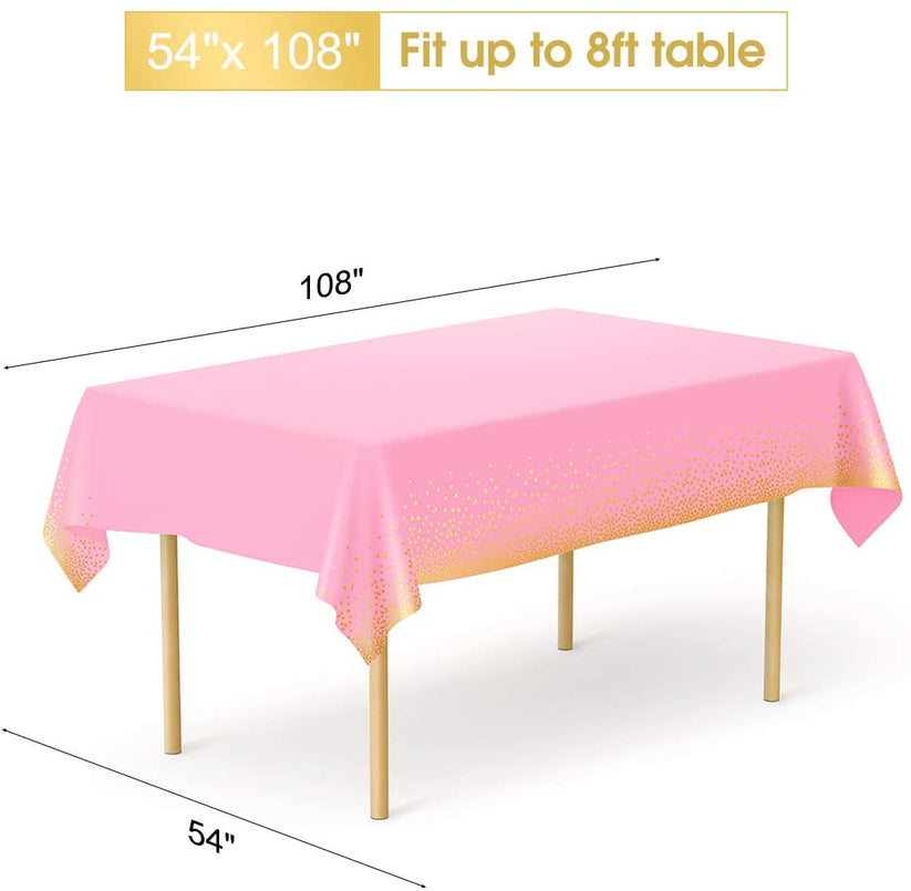 Polka Dots Metallic Color Plastic Table Cover (137 x 183 cm) For Birthday, Wedding, Engagement, Bridal Shower Party Decoration