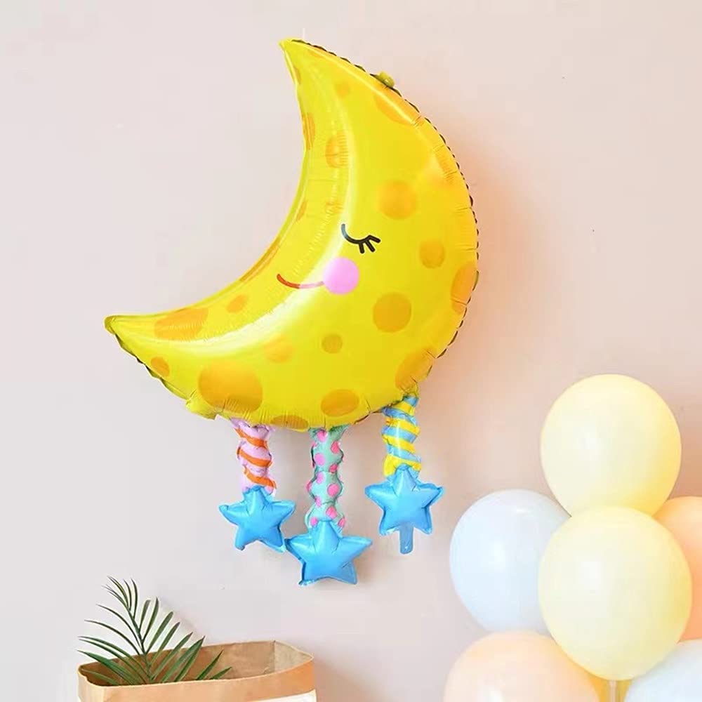 Large Size Sleeping Moon Foil Balloon for Baby Shower Twinkle Twinkle Little Star Birthday Party Decoration and Celebration