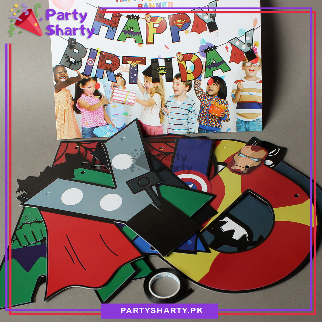 Super Heroes / Avengers Theme Happy Birthday Card Banner for Birthday Party Decoration