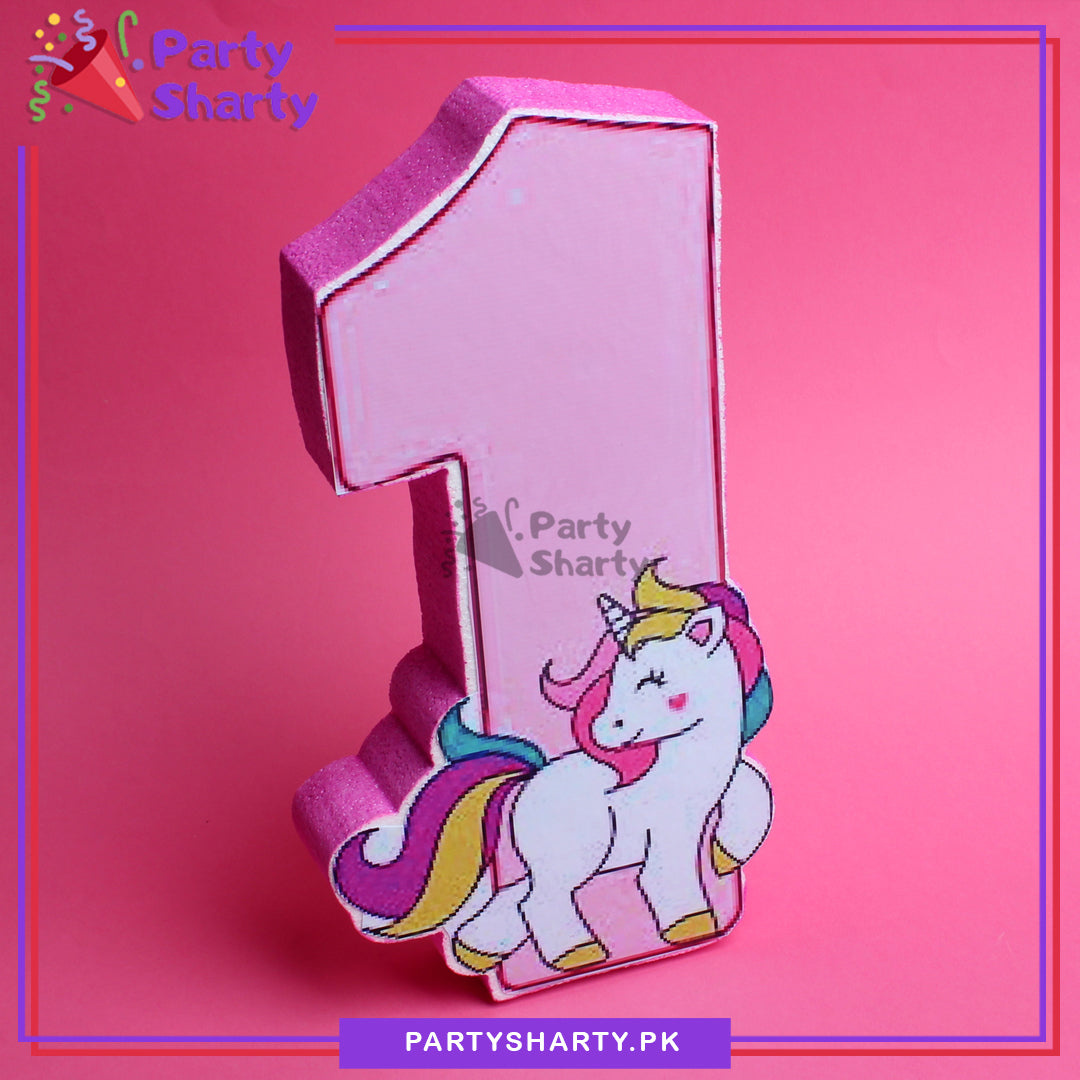 Numeric 1 Thermocol Standee For Unicorn Theme Based First Birthday Celebration and Party Decoration