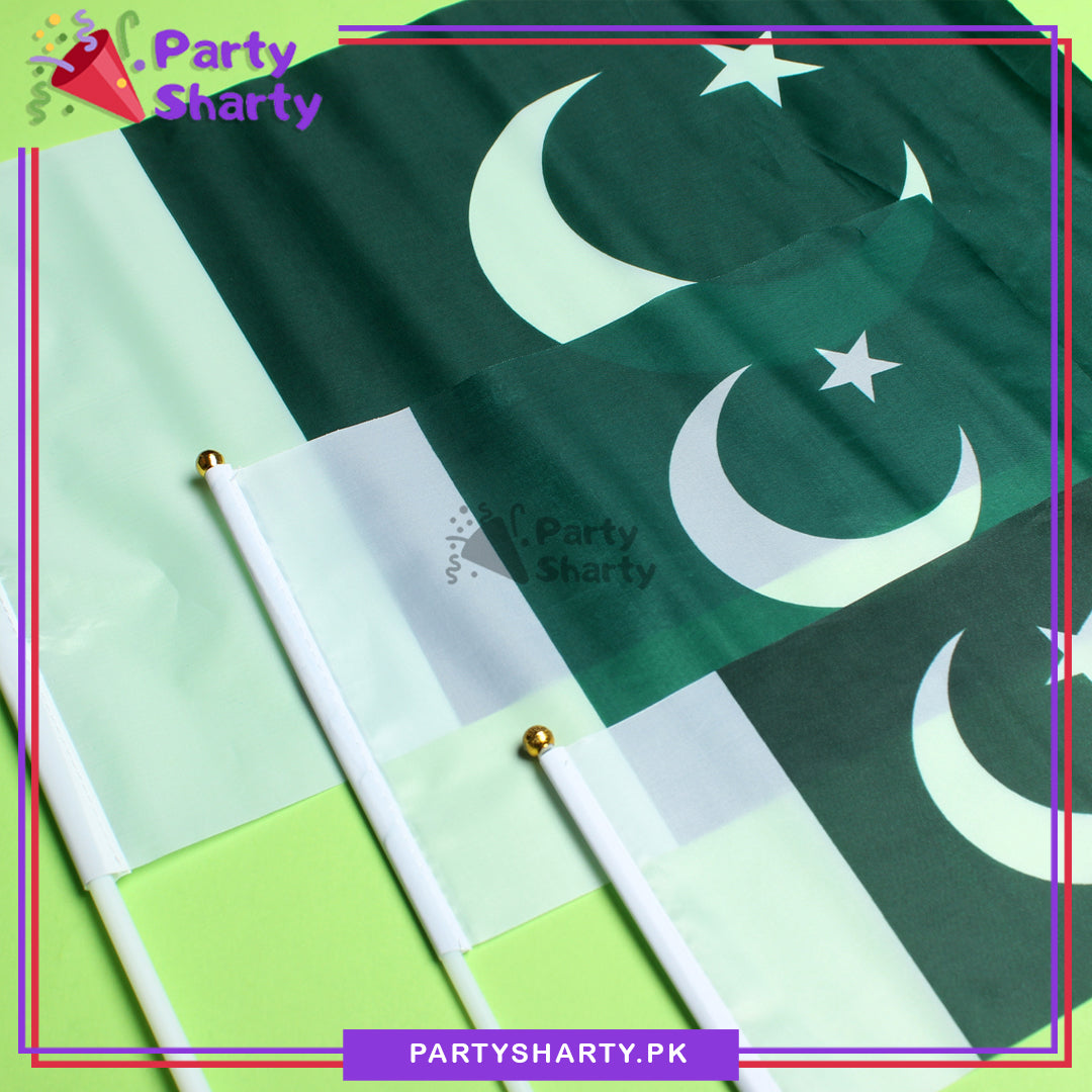 Hand held Pakistan Flag For Independence Day Celebration and Decoration