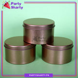 Small Round Favor Tin Boxes For Nikkah Bid Favors / Baby Announcement / Birthday Gift