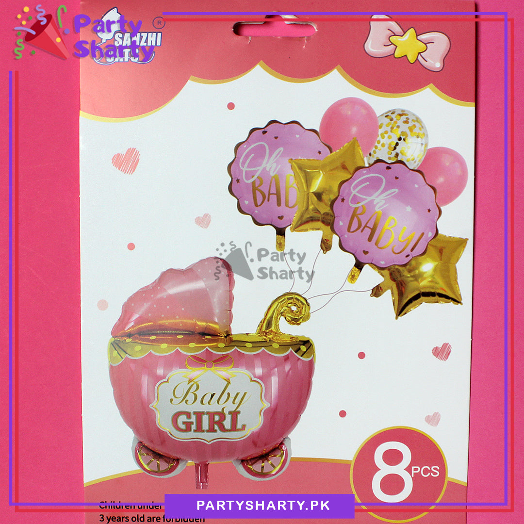 Stylish Baby Boy / Girl Cart Shaped Foil Balloon For Baby Shower, Welcome Baby and Gender Reveal Decoration and Celebrations