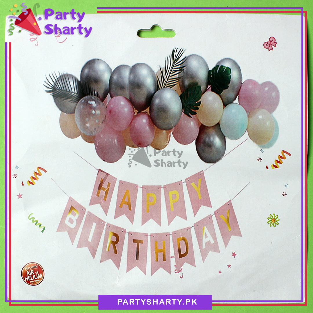 Happy Birthday Pink & Silver Theme For Birthday Decoration and Celebrations