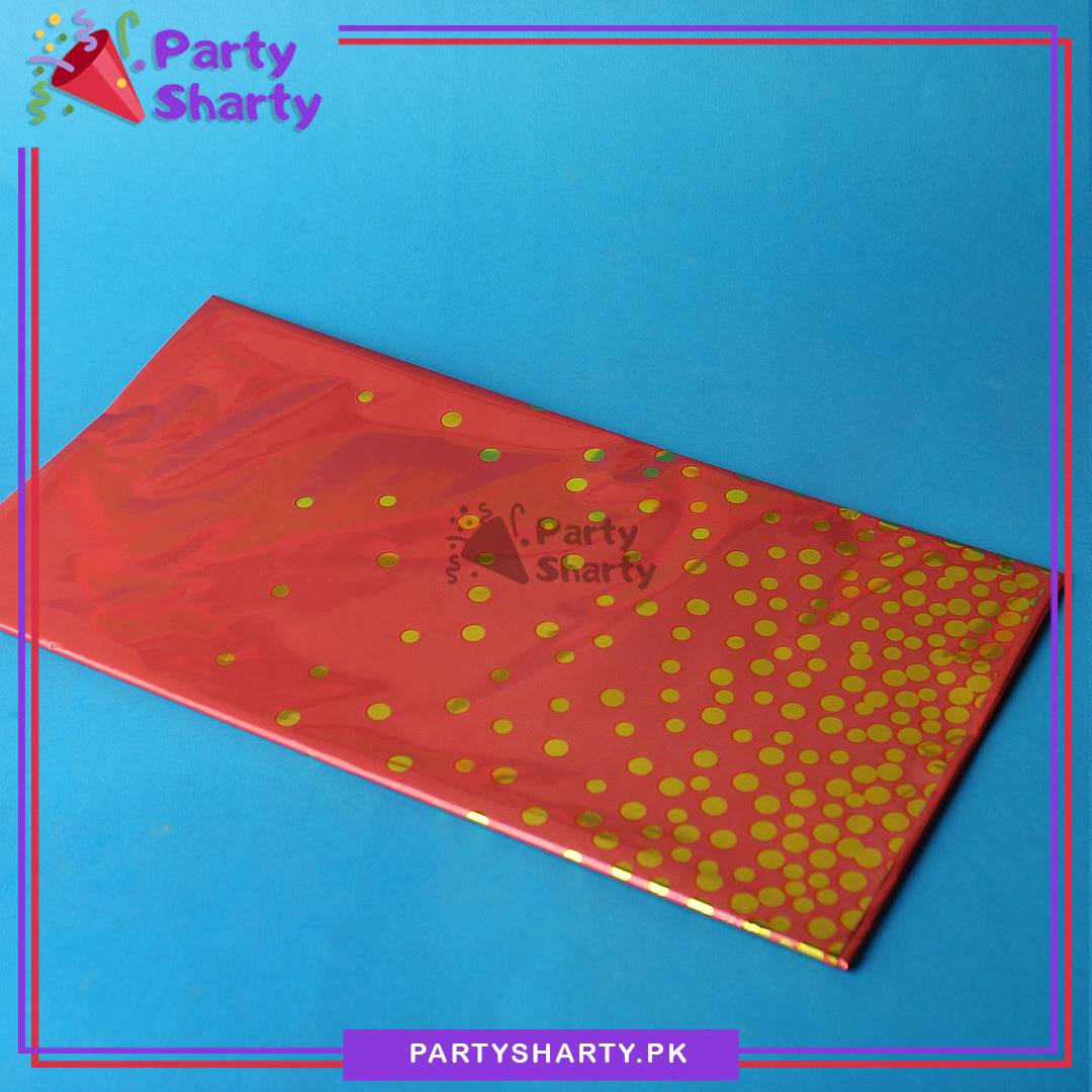 Polka Dots Metallic Color Plastic Table Cover (137 x 183 cm) For Birthday, Wedding, Engagement, Bridal Shower Party Decoration
