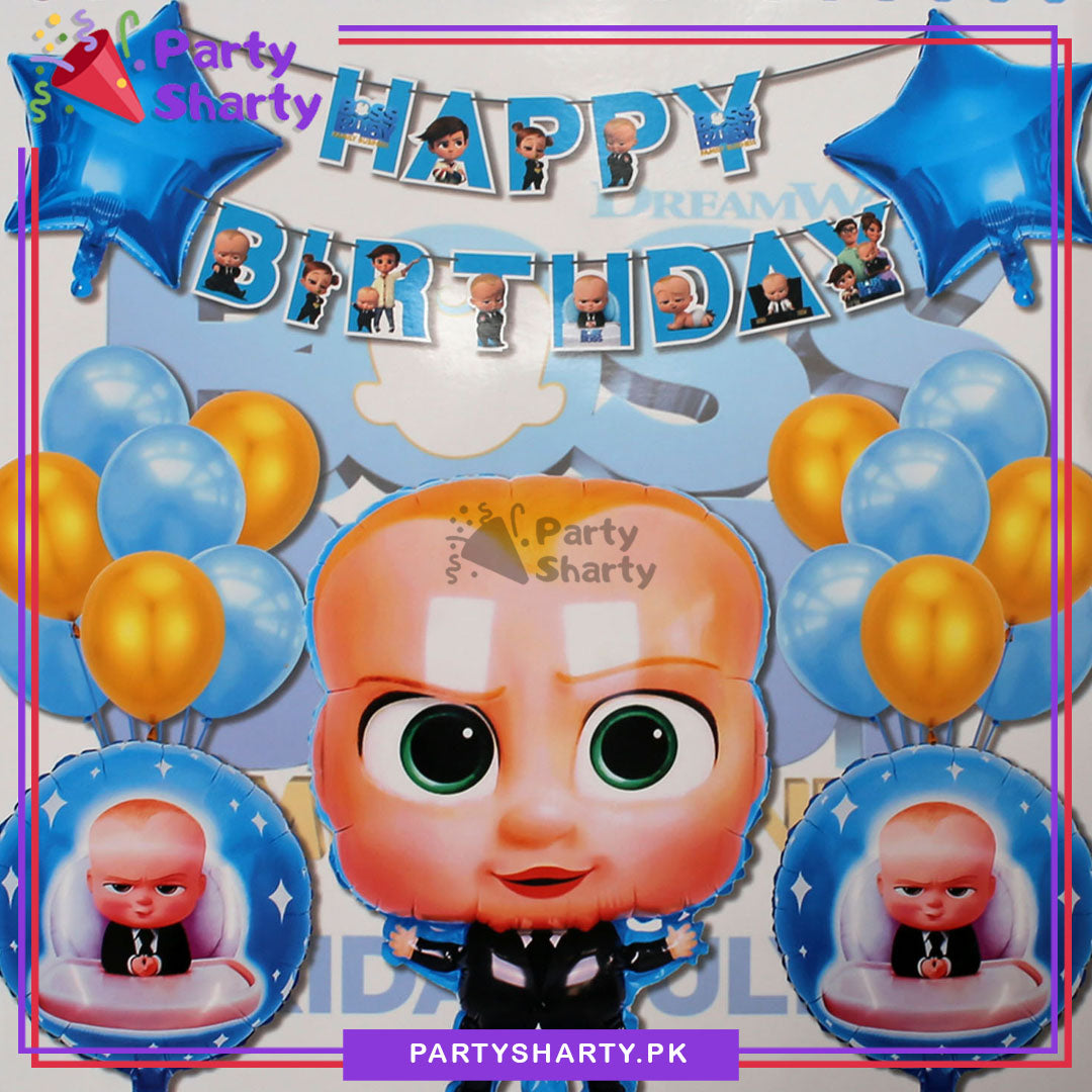 Boss Baby Theme Happy Birthday Set for Theme Based Birthday Decoration and Celebration