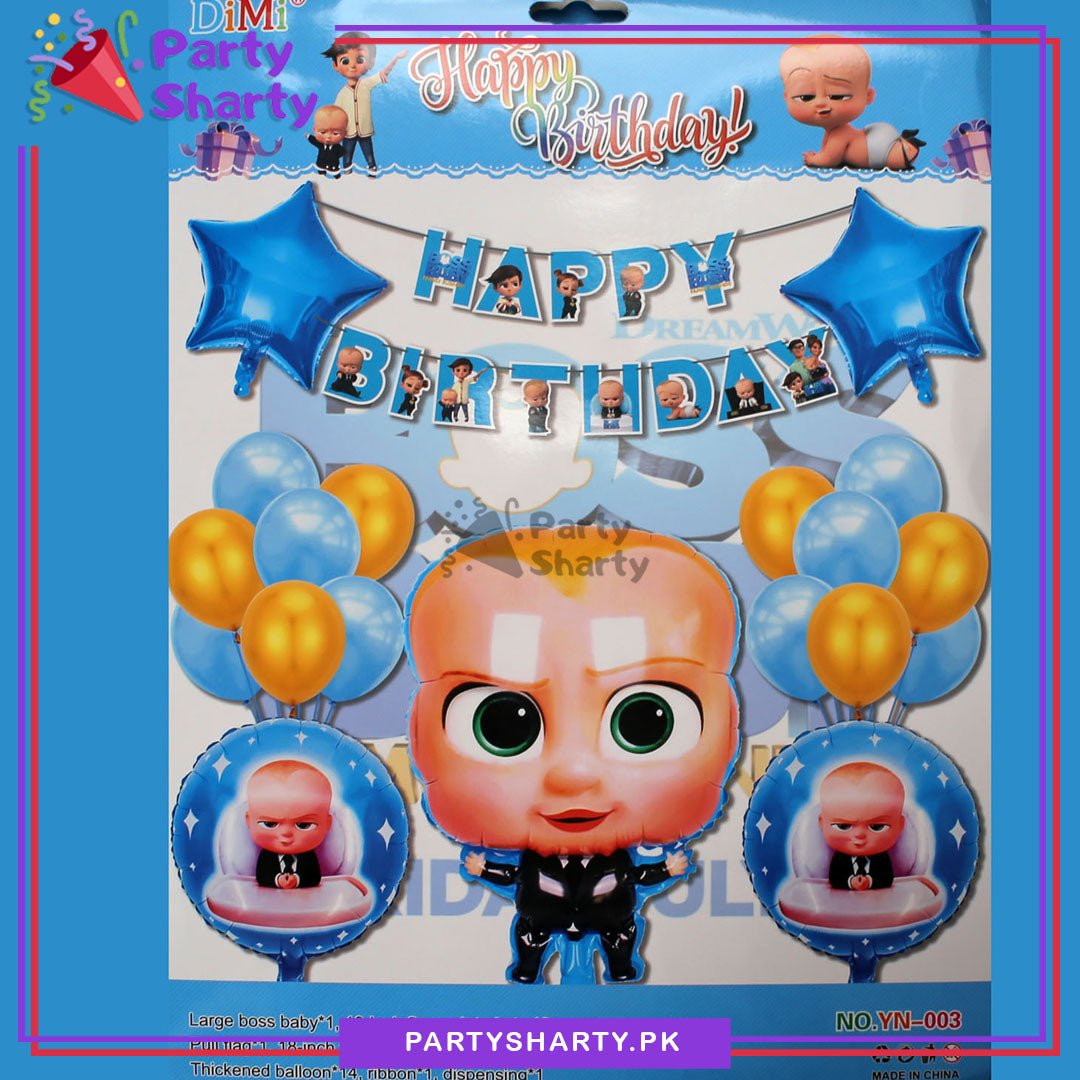 Boss Baby Theme Happy Birthday Set for Theme Based Birthday Decoration and Celebration