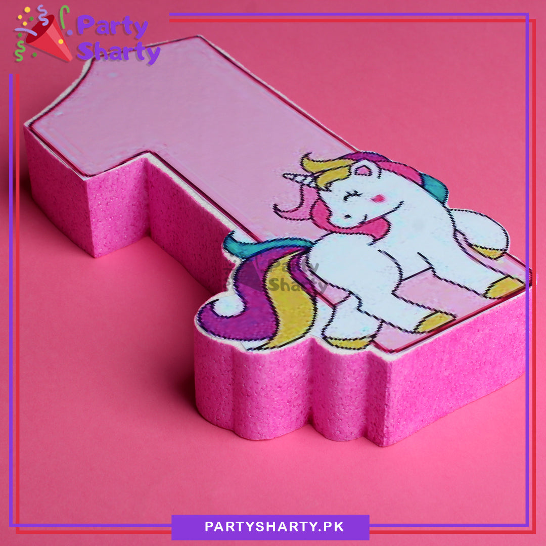 Numeric 1 Thermocol Standee For Unicorn Theme Based First Birthday Celebration and Party Decoration
