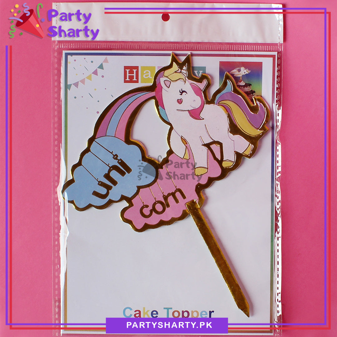 Unicorn Theme Cardboard Cake Topper For Birthday Party Celebration and Decoration