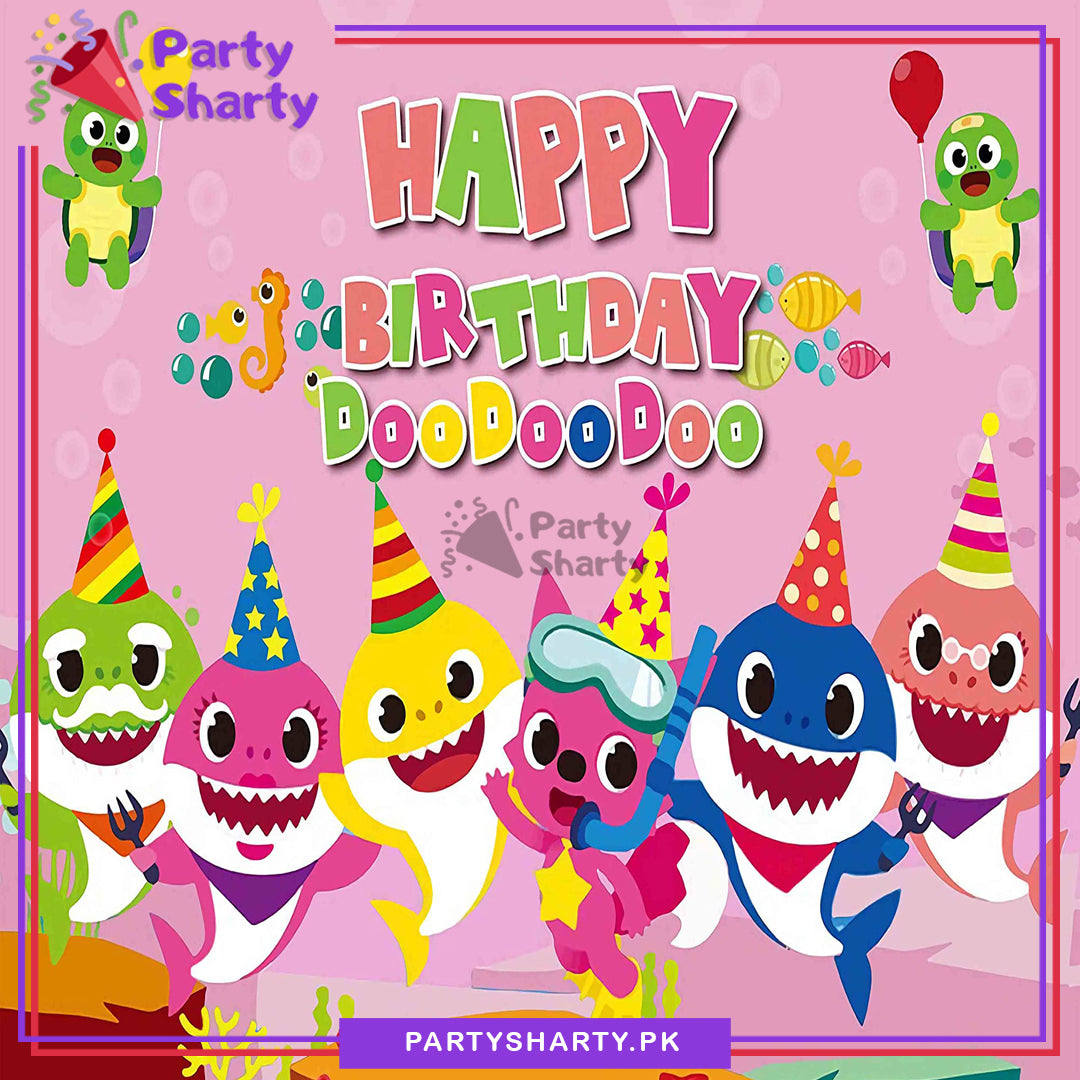 Pink Color Baby Shark Theme backdrop For Theme Based Birthday Party Decoration and Celebration
