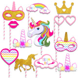 Unicorn Photo Booth Props (12pcs/Set) for Unicorn Theme Birthday Party Decorations