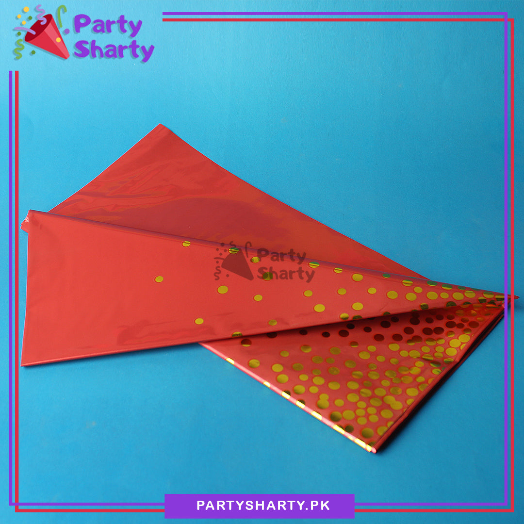 Polka Dots Metallic Color Plastic Table Cover (137 x 183 cm) For Birthday, Wedding, Engagement, Bridal Shower Party Decoration