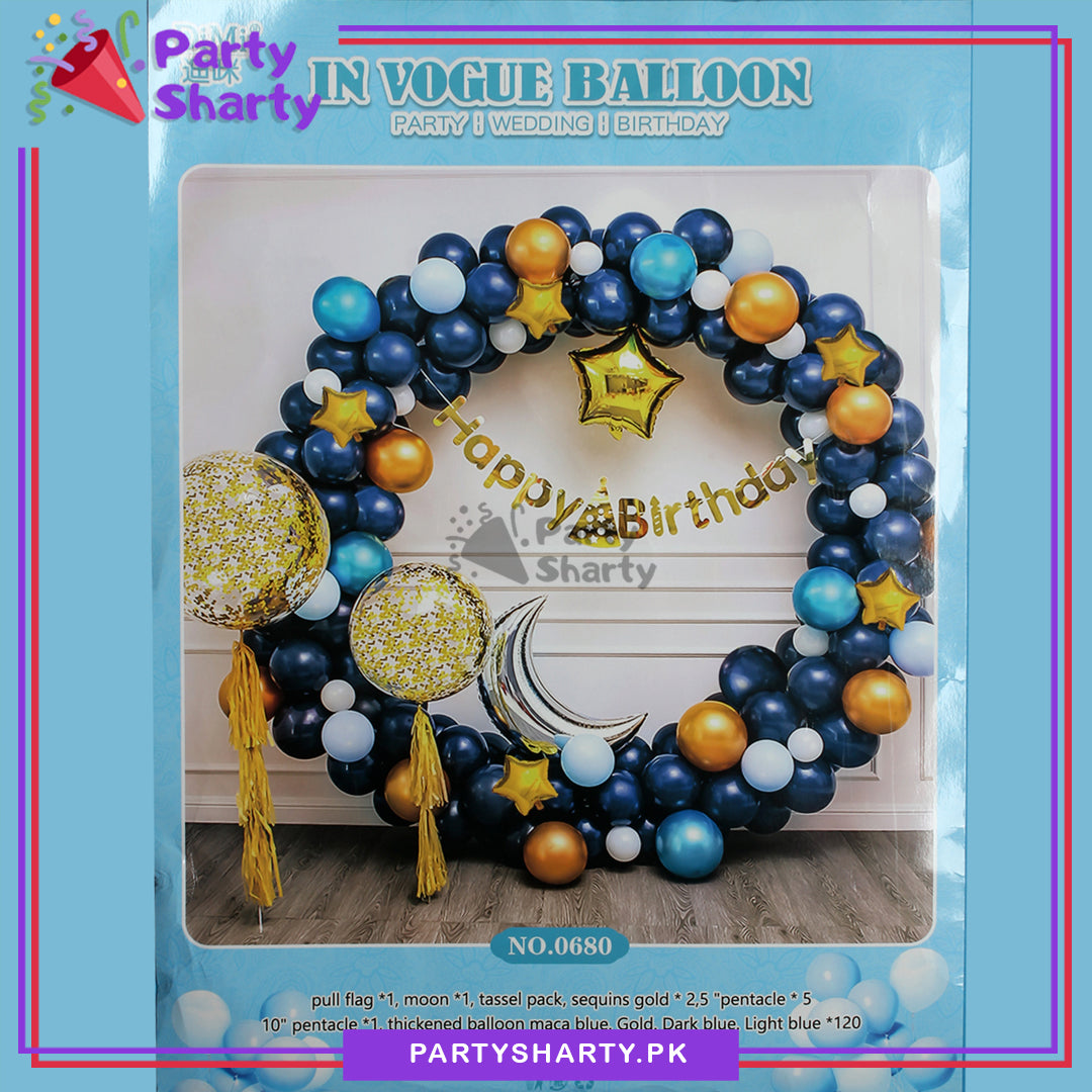 Happy Birthday Navy Blue, Blue & Golden Theme For Birthday Decoration and Celebrations