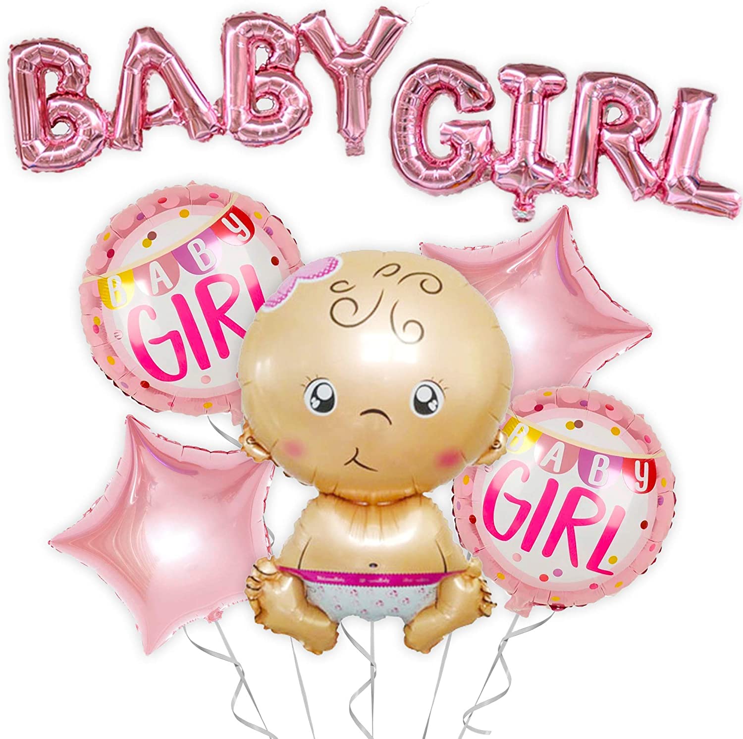 Pink BABY GIRL Letters Foil Balloons with Baby Shaped Foil Balloon Set for Baby Shower, Welcome Baby Decoration and Celebration