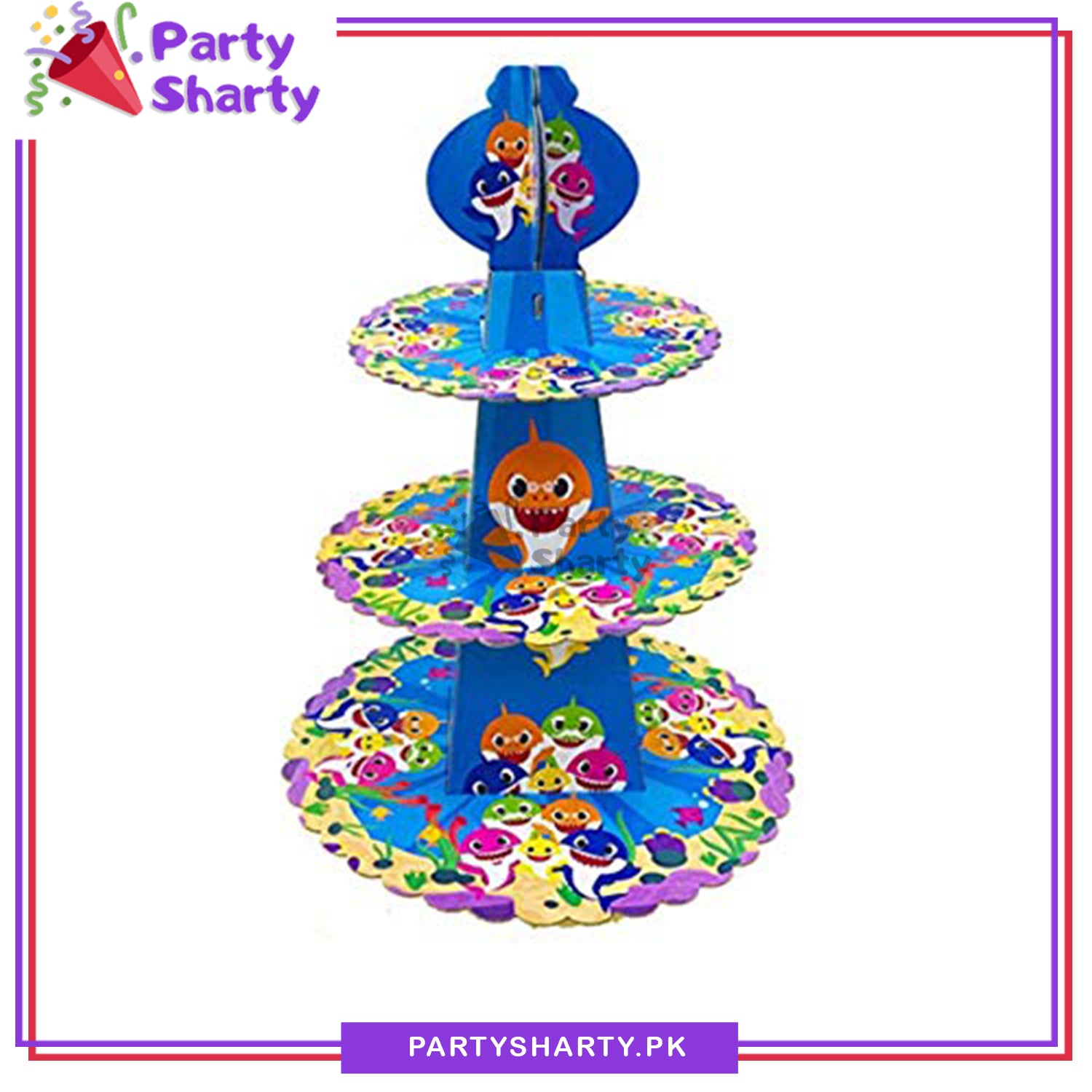 Baby Shark Theme Cupcake Stand For Theme Party Decoration and Celebration