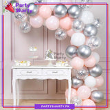 102pcs Peach, Silver & White Color Balloon Garland Set For Birthday, Anniversary, Bridal Shower Celebration And Decoration
