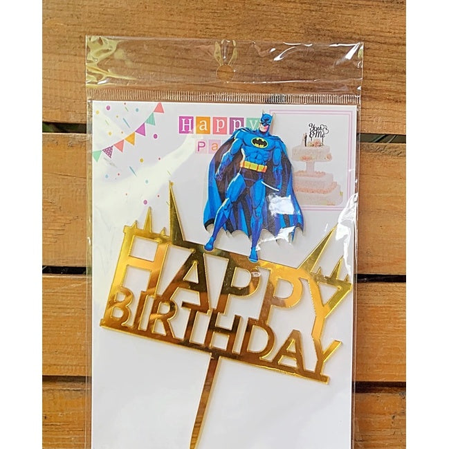 Batman Theme Acrylic Cake Topper For Batman Birthday Theme Party and Decoration