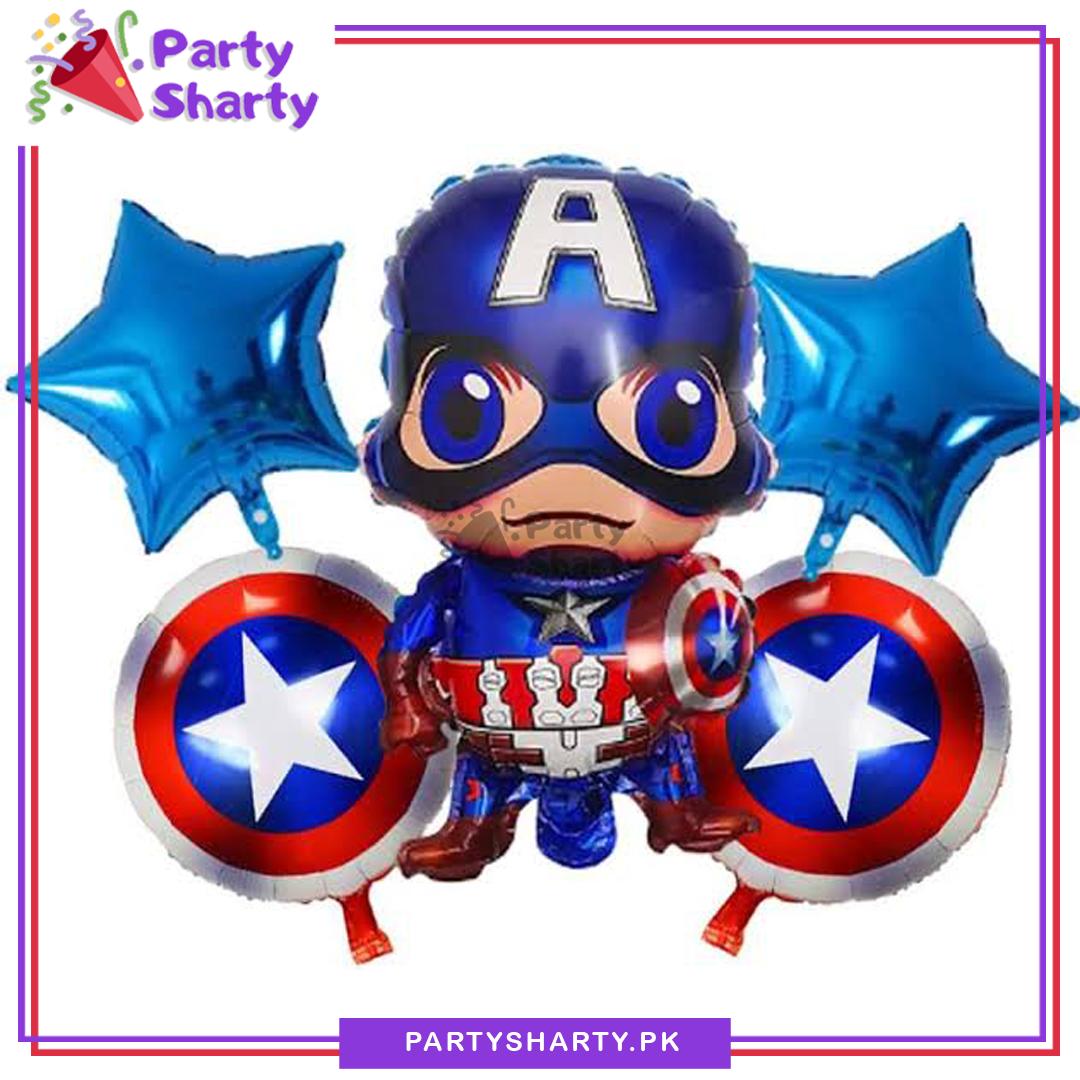 5pcs/set Captain America Theme Foil Balloons For Avenger Theme Birthday Party Decoration and Celebration