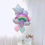 Set of 8 Cloud Rainbow & Star Foil & 6 Pastel Color Latex Balloon for Birthday Party, Decoration, Baby Shower