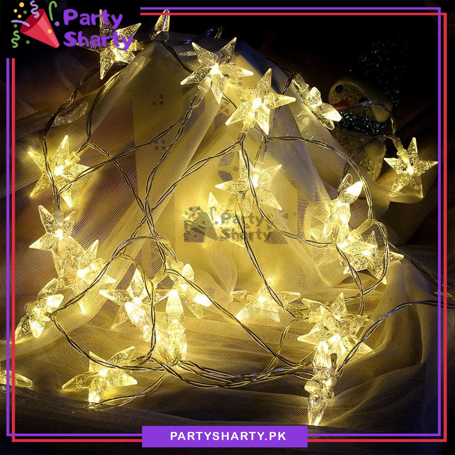 Crystal Star LED Fairy String Lights, Battery Powered 10 / 20 LED Lights For Party, Home, Terrace and Garden Decoration (Warm White)