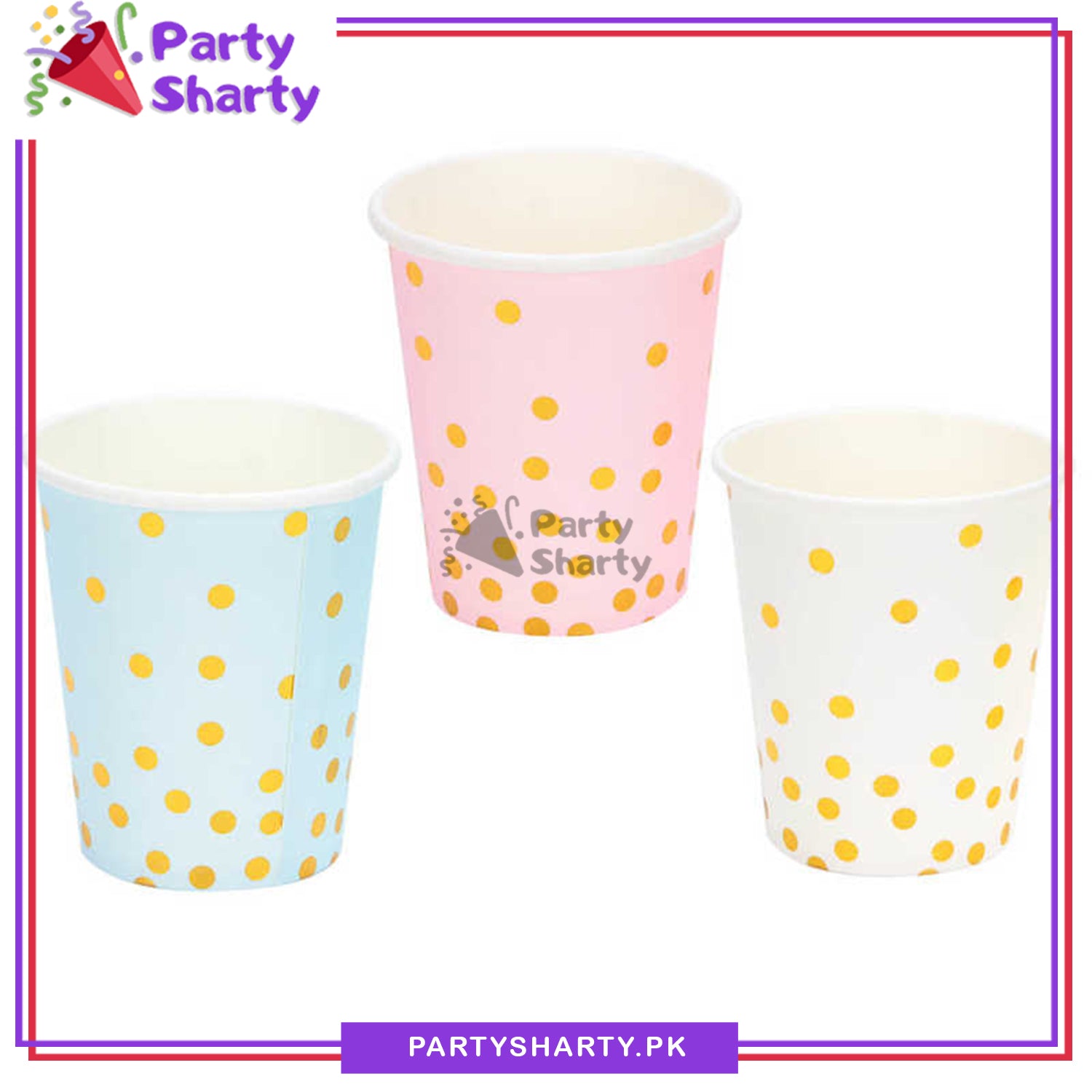 Golden Polka Dots Party Disposable Paper Cups / Glass For Party Supplies and Decorations