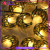 D-2 Golden Crescent Metal LED String Lights For Ramadan Festival and Celebration
