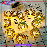 D-2 Golden Crescent With Star Shaped Metal LED String Lights For Ramadan Festival and Celebration