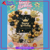 D-2 Happy Birthday Stylish Black & Golden Theme Set For Birthday Decoration and Celebration