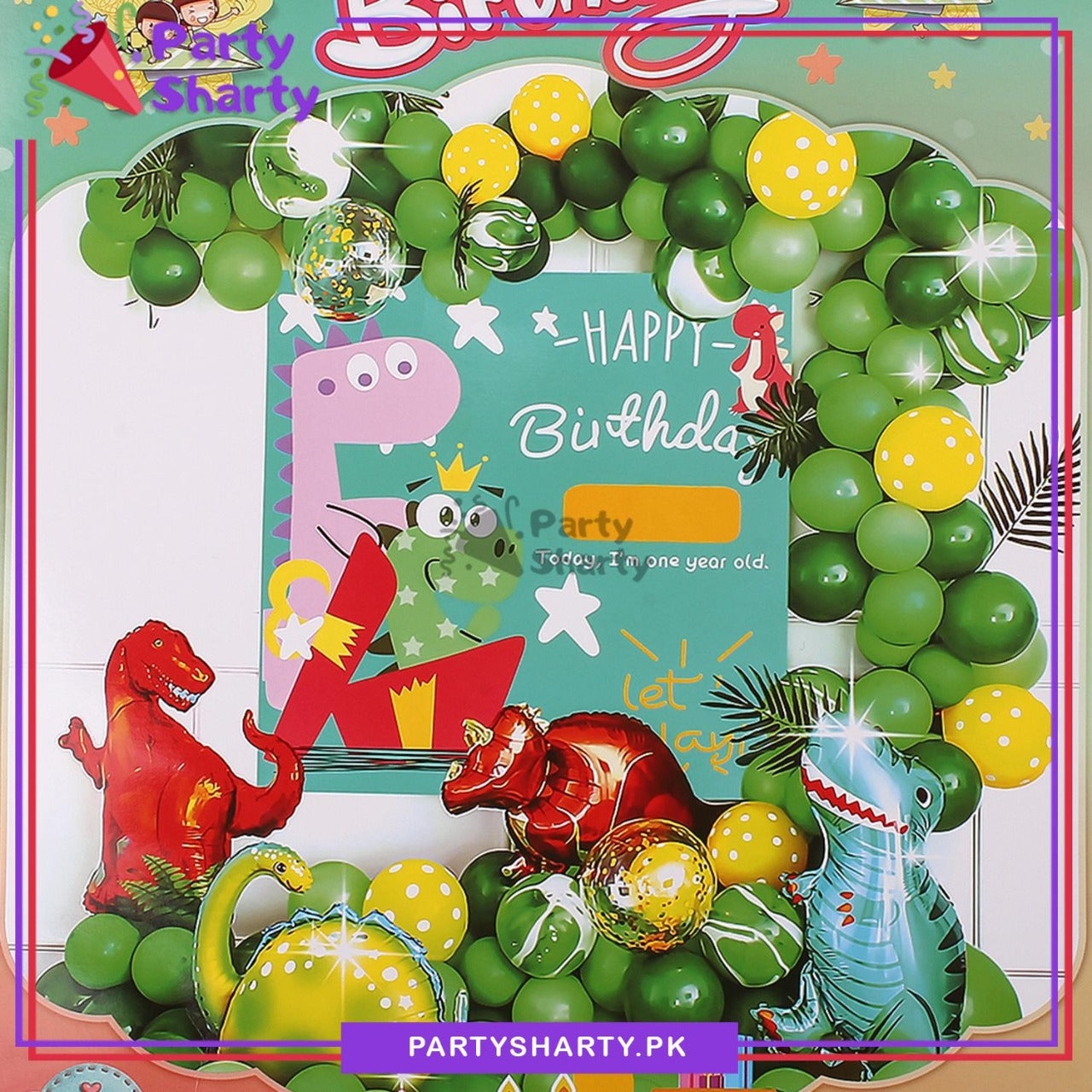 D-3 Happy Birthday Dinosaur & Dragon Theme Set For Theme Based Birthday Decoration & Celebration