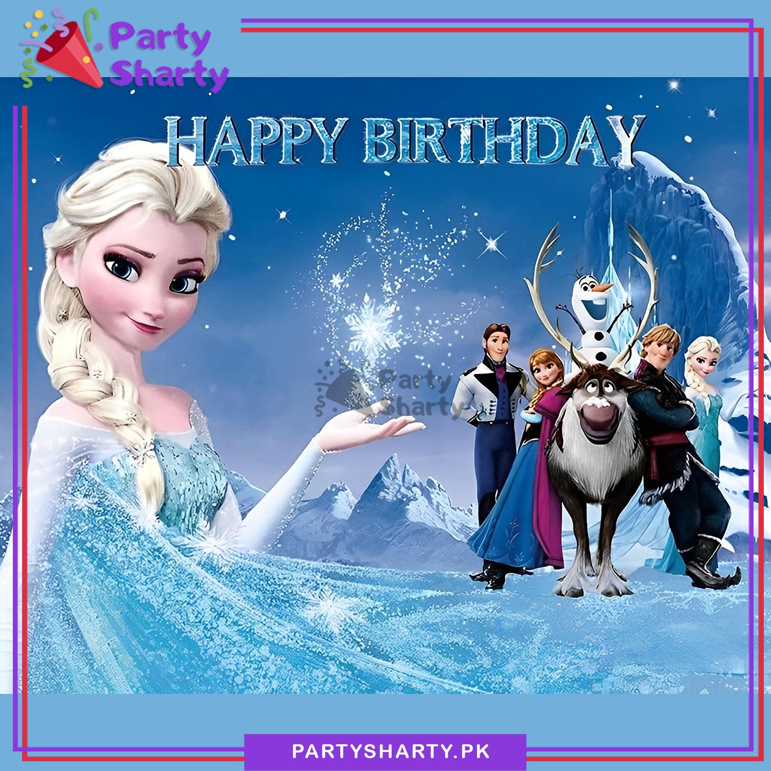 D-3 Frozen Anna & Elsa Panaflex backdrop For Frozen Theme Birthday Decoration and Celebration