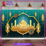 Green & Golden Eid Mubarak Panaflex backdrop For Eid Milan Party Decoration and Celebration