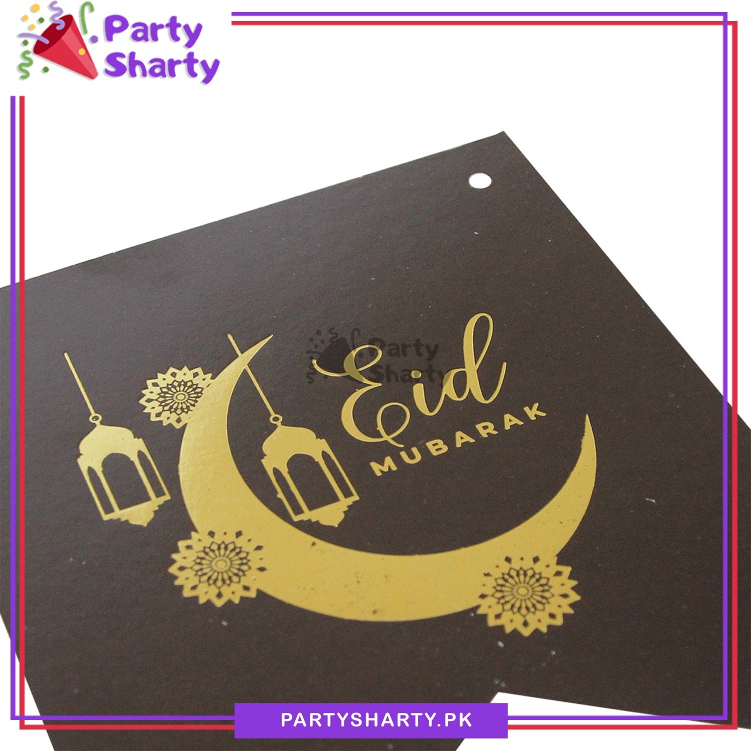 Eid Mubarak Printed Black Card Banner For Eid Milan Party Decoration and Celebration