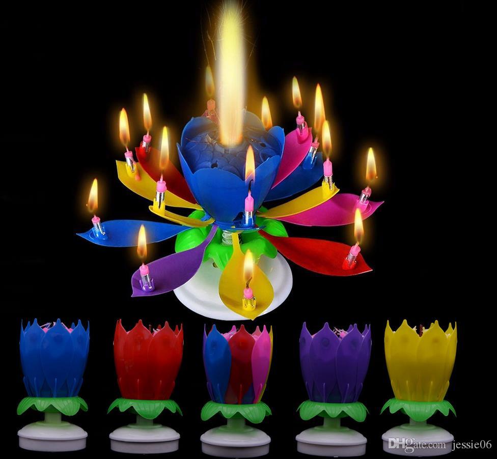 Musical Flower Rotating Birthday Candle For Birthday Celebration and Decoration