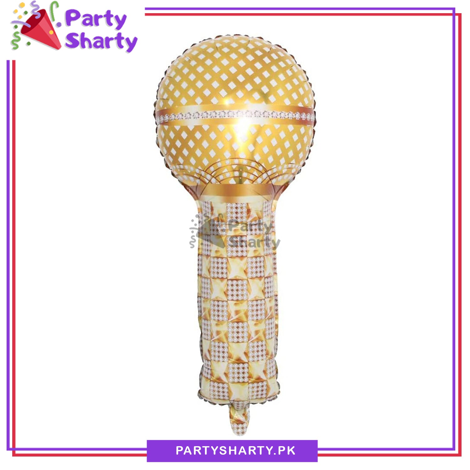 Golden Mic Shaped Foil Balloon For Disco Party Theme Decoration and Celebration