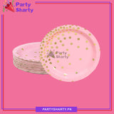 Golden Polka Dots Printed Paper Plates For Party Decoration and Celebration