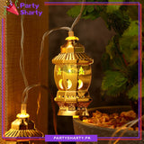 Golden Ramadan Festive Lantern Shaped Led Metal String Lights For Ramadan Festival and Celebration