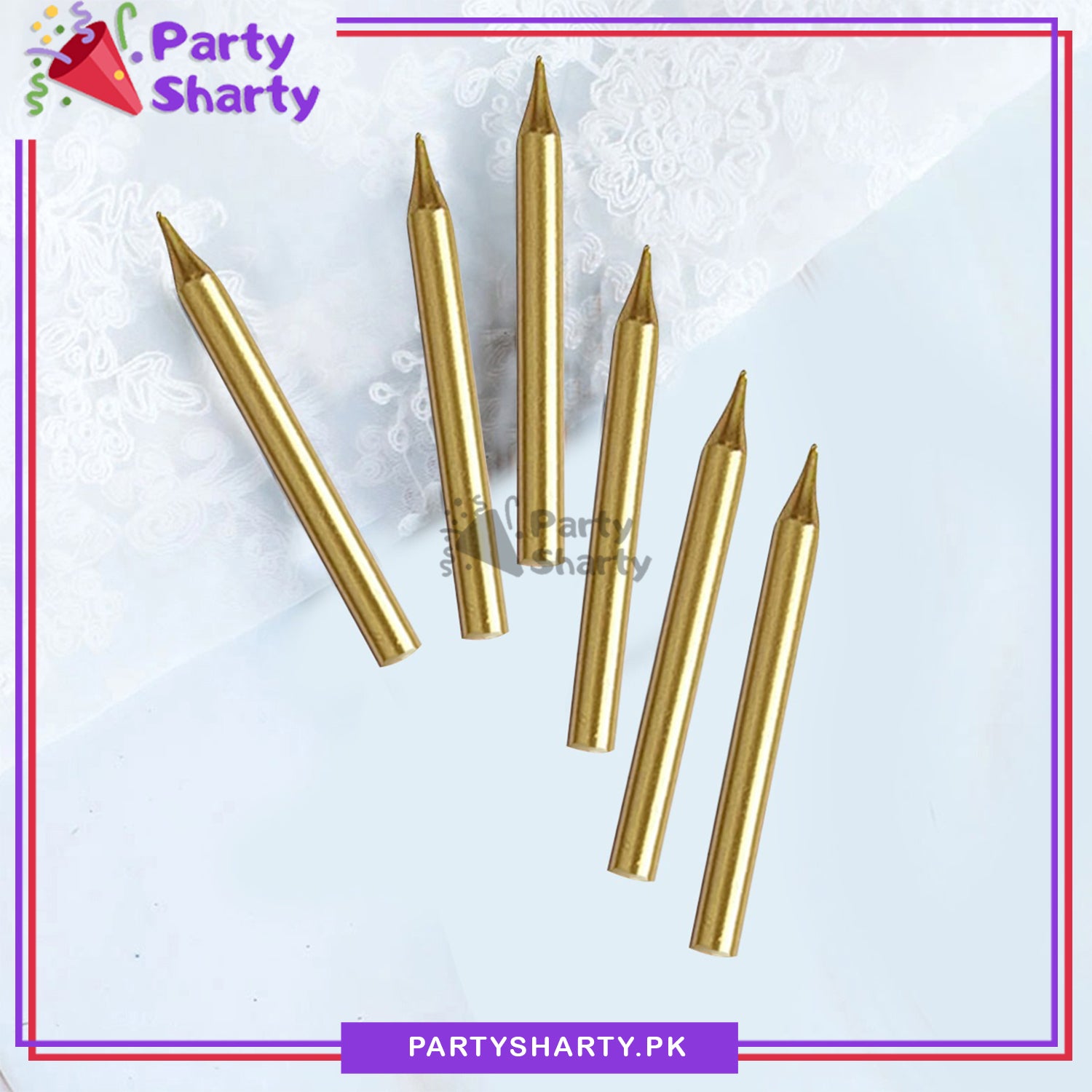 Golden / Silver Birthday Party Candles (Pack of 6 Candles)
