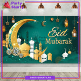 Green, Golden & White Eid Mubarak Panaflex backdrop For Eid Milan Party Decoration and Celebration
